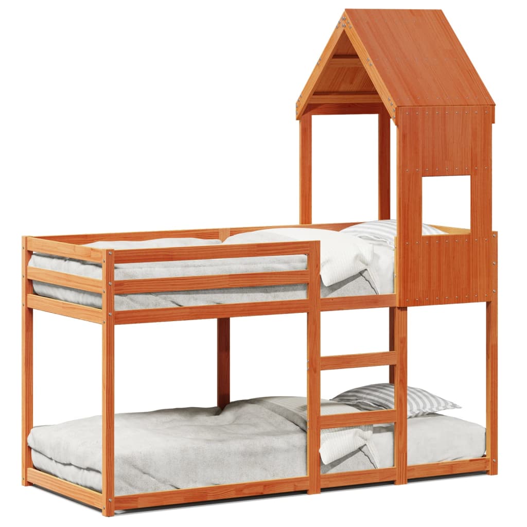 vidaXL Bunk Bed without Mattress Wax Brown 90x190 cm Single Solid Wood Pine 2