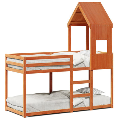 vidaXL Bunk Bed without Mattress Wax Brown 90x190 cm Single Solid Wood Pine 2