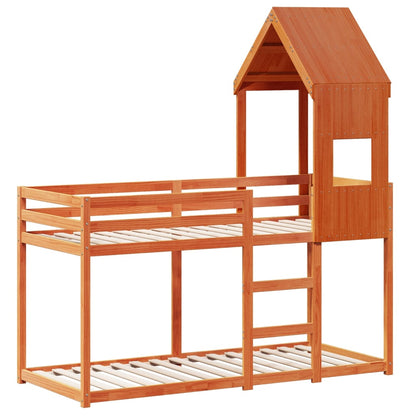 vidaXL Bunk Bed without Mattress Wax Brown 90x190 cm Single Solid Wood Pine 3
