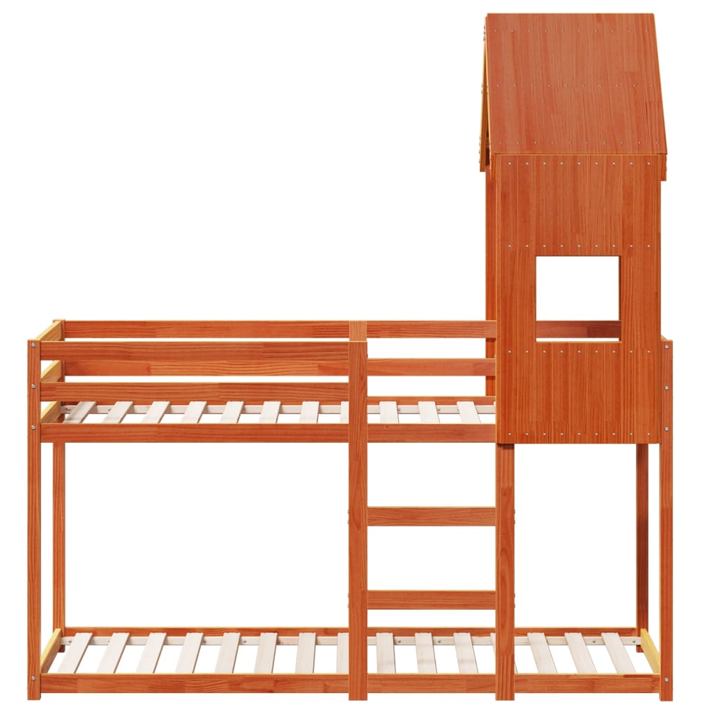 vidaXL Bunk Bed without Mattress Wax Brown 90x190 cm Single Solid Wood Pine 4