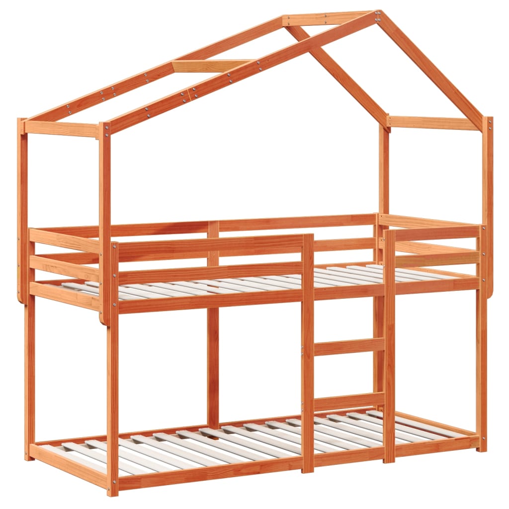 vidaXL Bunk Bed without Mattress Wax Brown 90x200 cm Solid Wood Pine 3