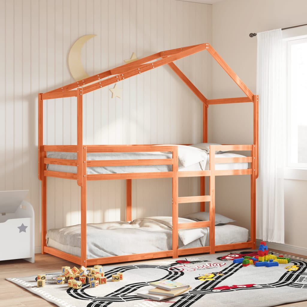 vidaXL Bunk Bed without Mattress Wax Brown 90x200 cm Solid Wood Pine 1