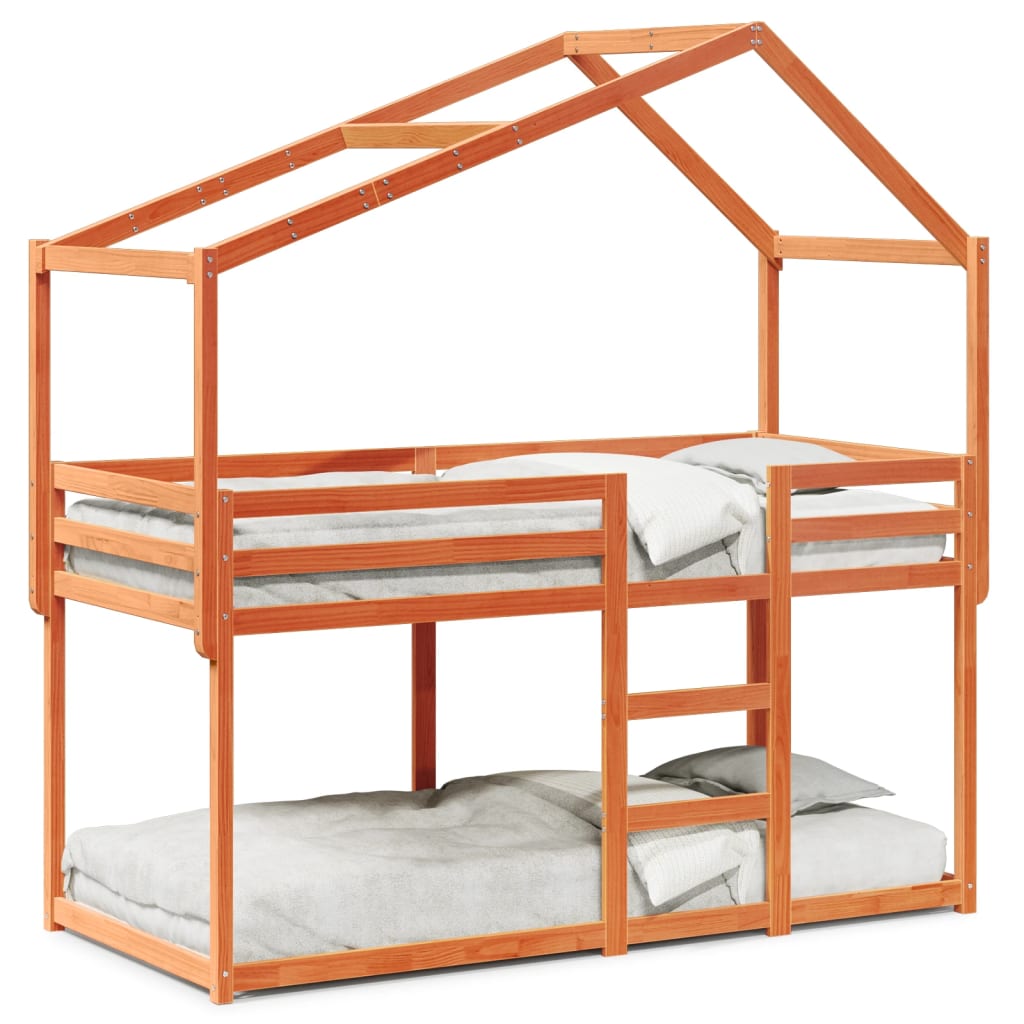 vidaXL Bunk Bed without Mattress Wax Brown 90x190 cm Single Solid Wood Pine 2