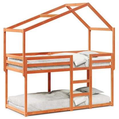 vidaXL Bunk Bed without Mattress Wax Brown 90x190 cm Single Solid Wood Pine 2