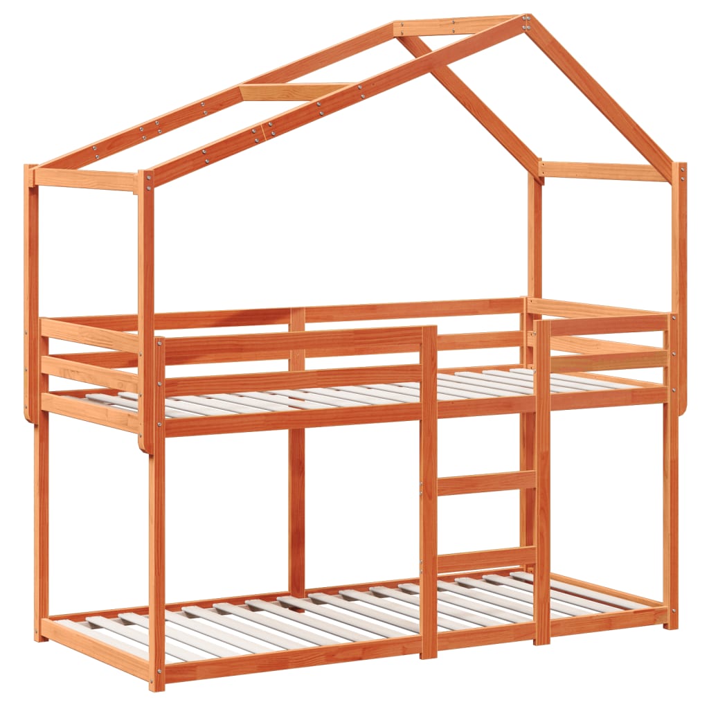 vidaXL Bunk Bed without Mattress Wax Brown 90x190 cm Single Solid Wood Pine 3