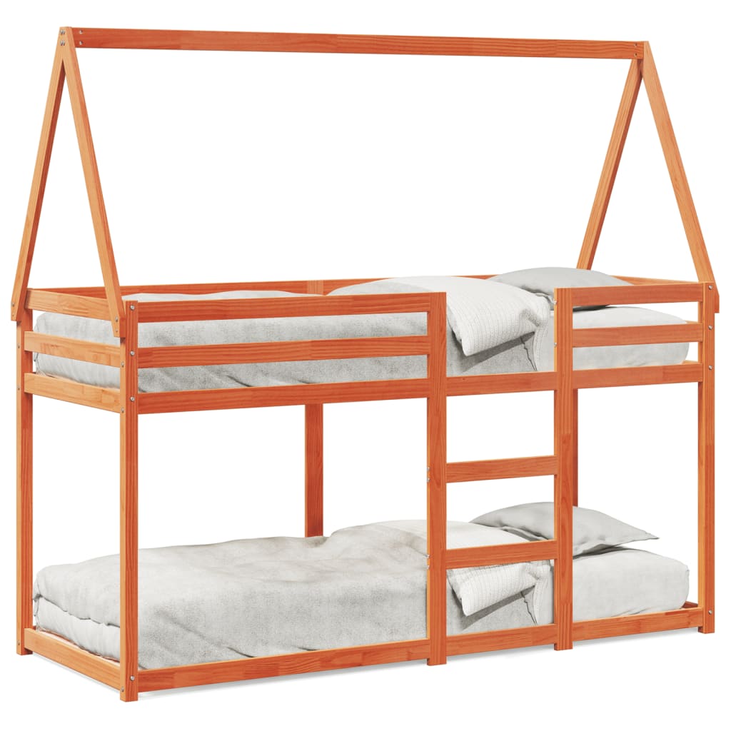 vidaXL Bunk Bed without Mattress Wax Brown 80x200 cm Solid Wood Pine 2