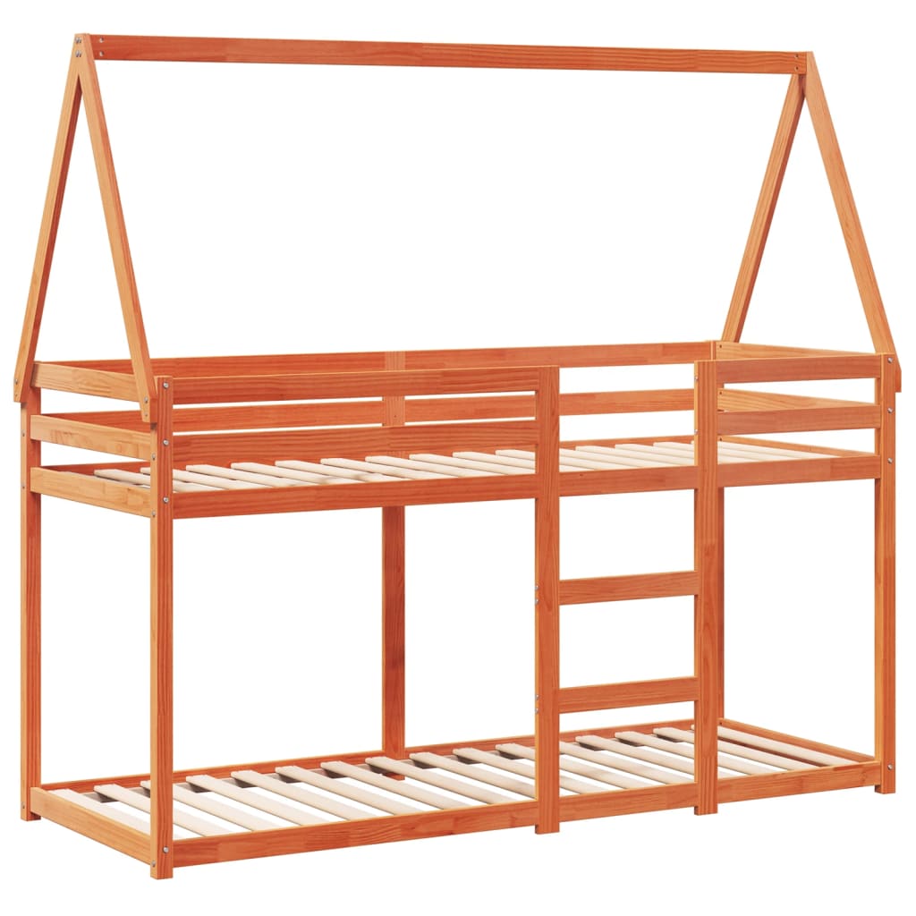 vidaXL Bunk Bed without Mattress Wax Brown 80x200 cm Solid Wood Pine 3