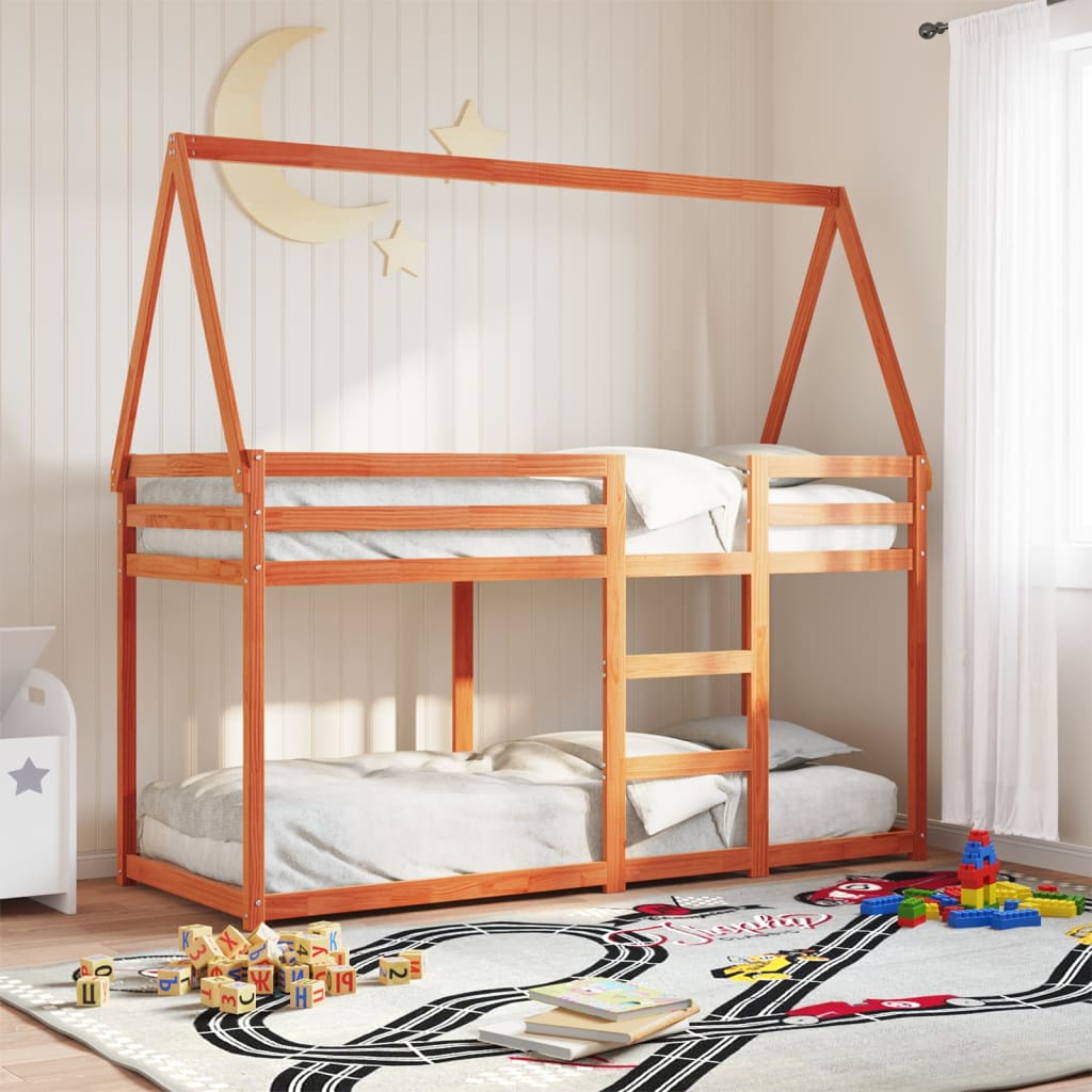 vidaXL Bunk Bed without Mattress Wax Brown 80x200 cm Solid Wood Pine 1