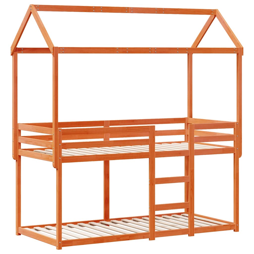 vidaXL Bunk Bed without Mattress Wax Brown 90x200 cm Solid Wood Pine 3