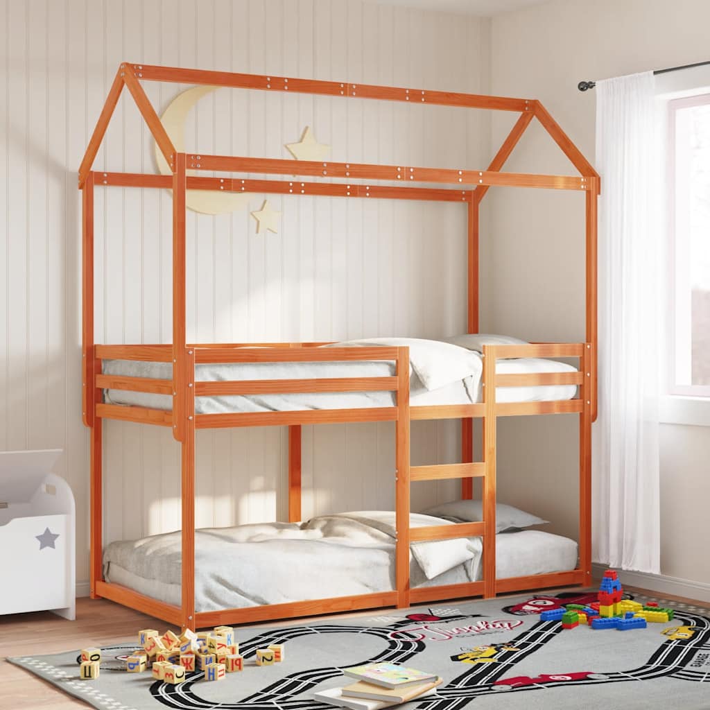 vidaXL Bunk Bed without Mattress Wax Brown 90x200 cm Solid Wood Pine 1