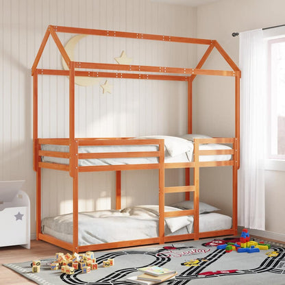 vidaXL Bunk Bed without Mattress Wax Brown 90x200 cm Solid Wood Pine 1