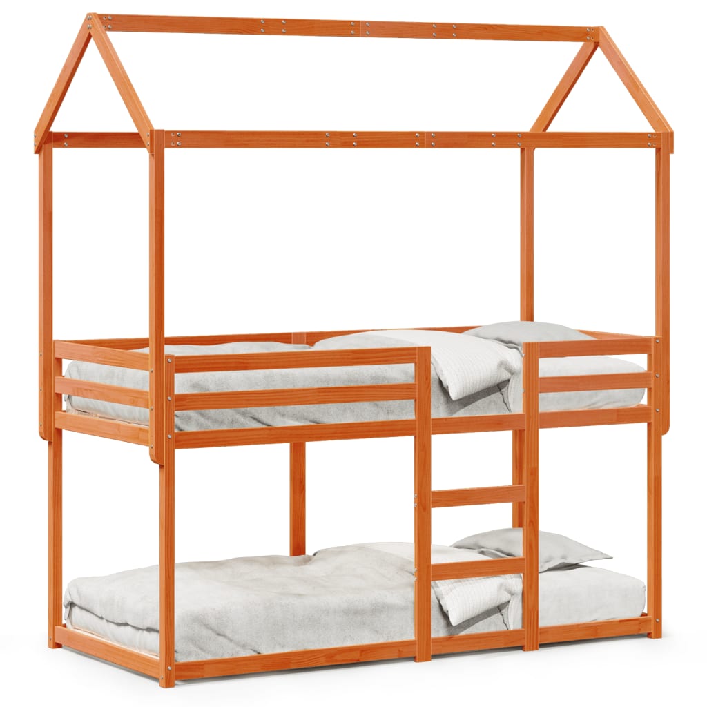 vidaXL Bunk Bed without Mattress Wax Brown 90x190 cm Single Solid Wood Pine 2