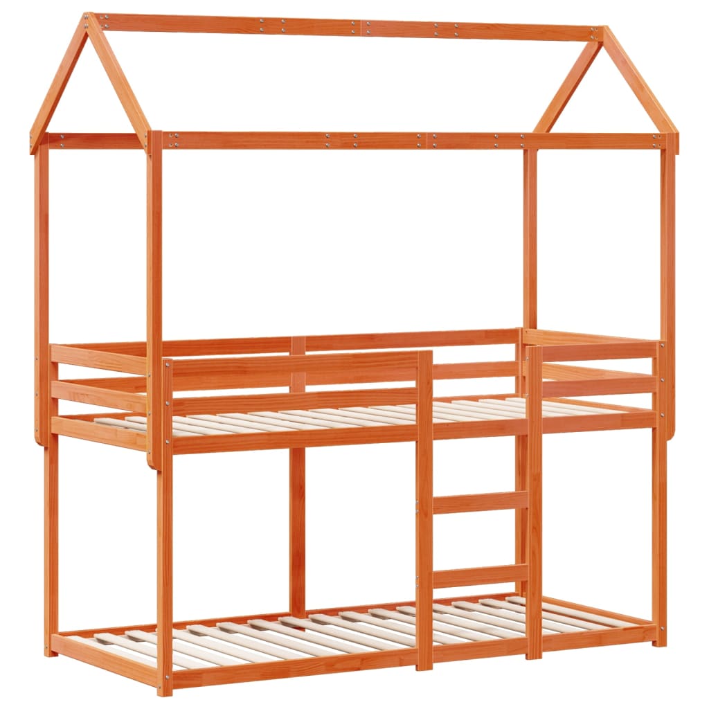 vidaXL Bunk Bed without Mattress Wax Brown 90x190 cm Single Solid Wood Pine 3