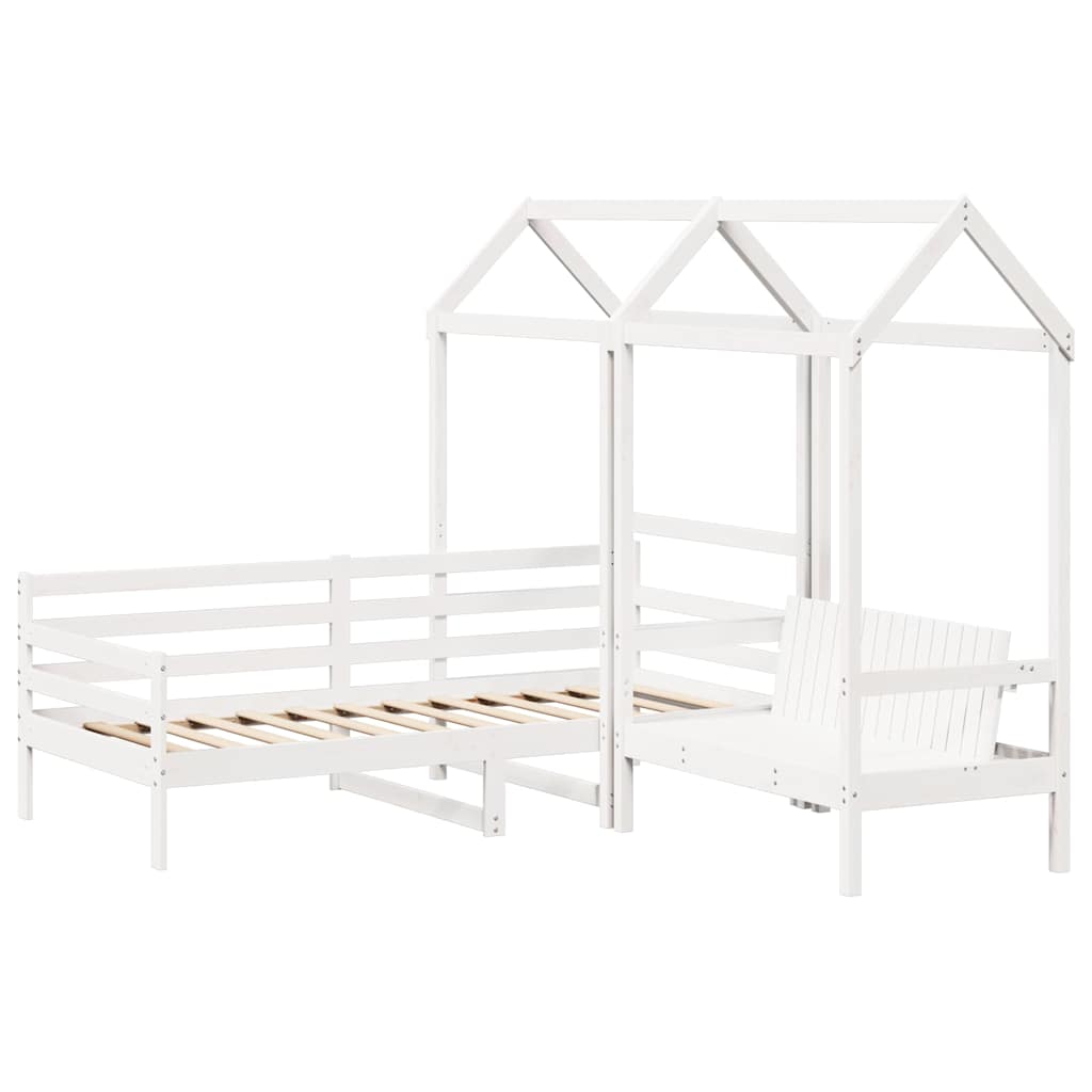 vidaXL Day Bed and Bench Set with Roof without Mattress White 80x200cm 3