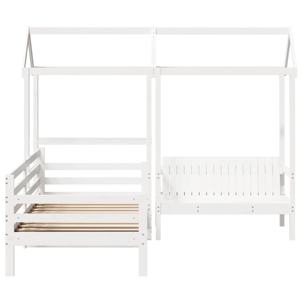vidaXL Day Bed and Bench Set with Roof without Mattress White 80x200cm 4