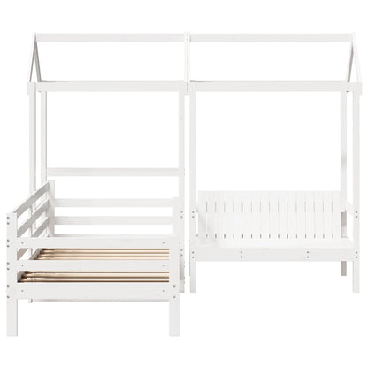 vidaXL Day Bed and Bench Set with Roof without Mattress White 80x200cm 4