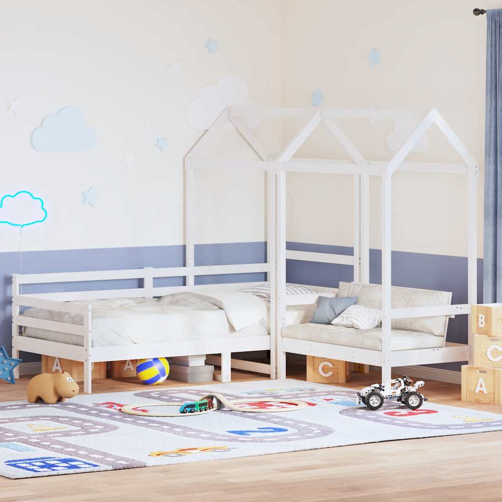 vidaXL Day Bed and Bench Set with Roof without Mattress White 80x200cm 1
