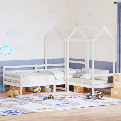 vidaXL Day Bed and Bench Set with Roof without Mattress White 80x200cm 1