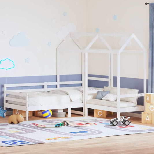 vidaXL Day Bed and Bench Set with Roof without Mattress White 80x200cm 1