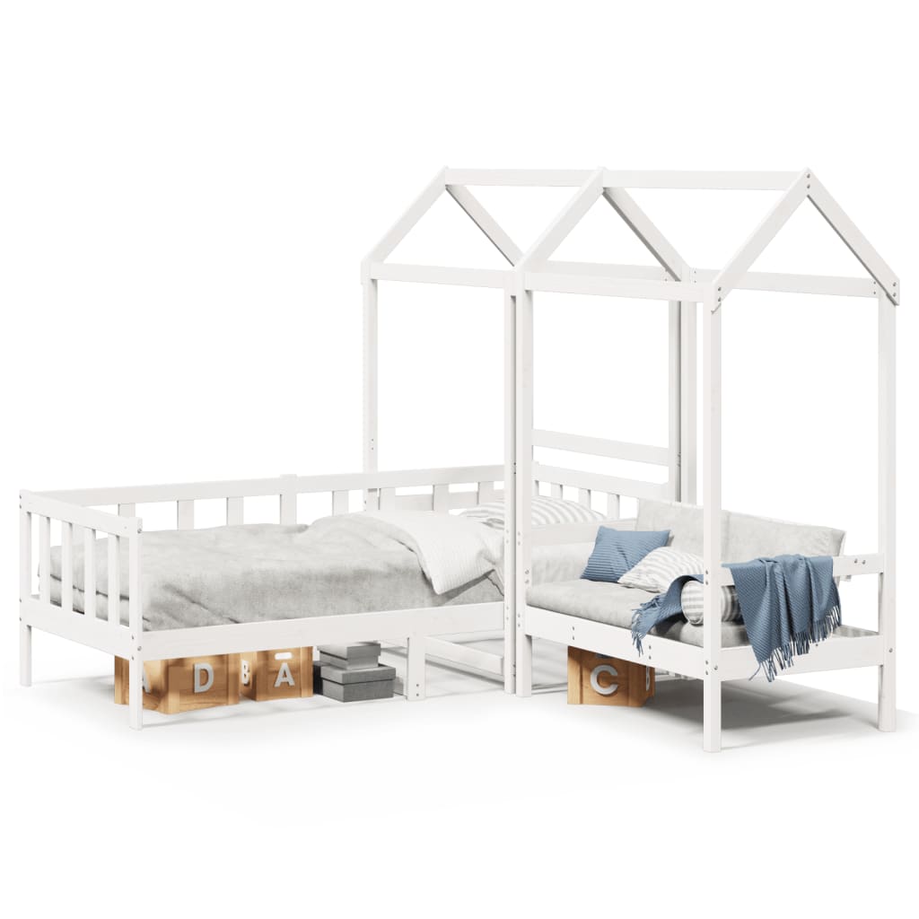 vidaXL Day Bed and Bench Set with Roof without Mattress White 80x200cm 2