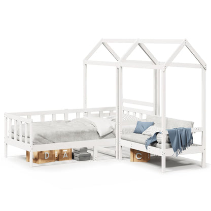 vidaXL Day Bed and Bench Set with Roof without Mattress White 80x200cm 2