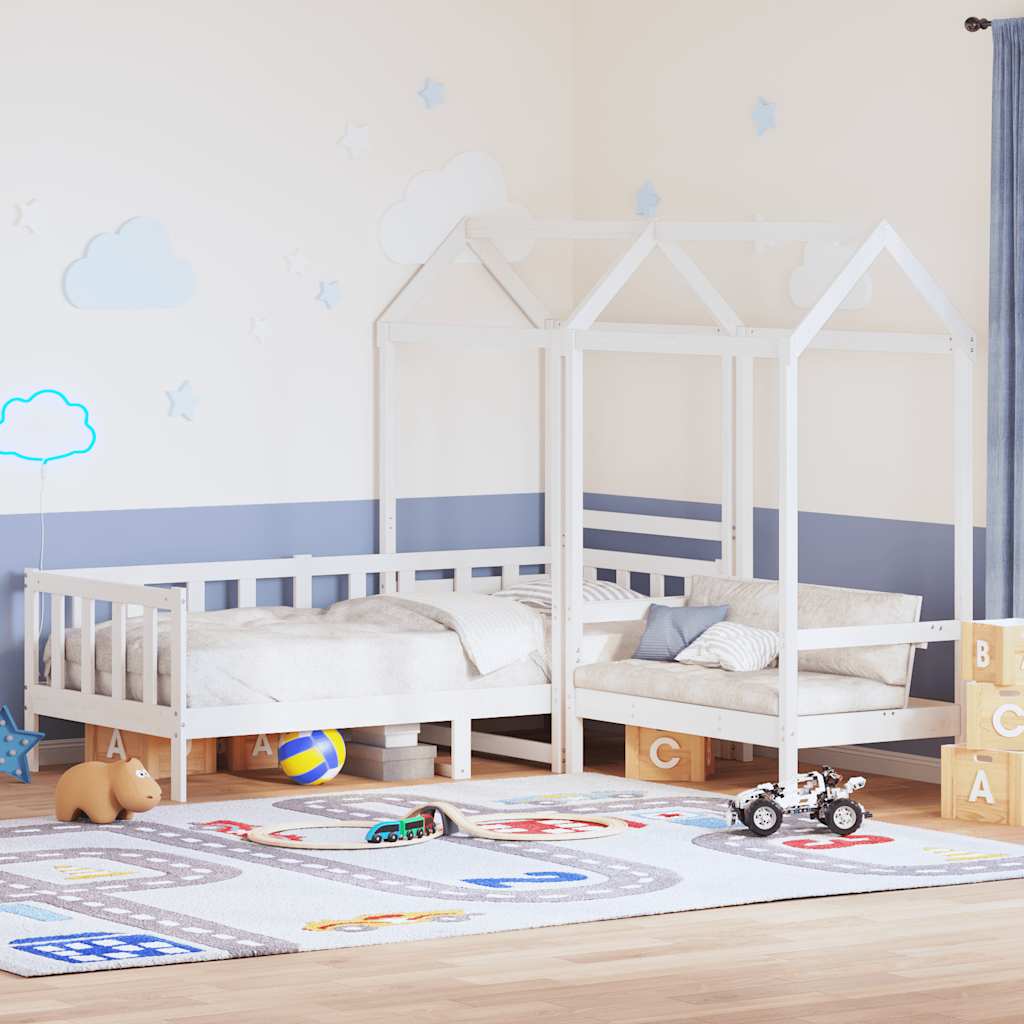 vidaXL Day Bed and Bench Set with Roof without Mattress White 80x200cm 1