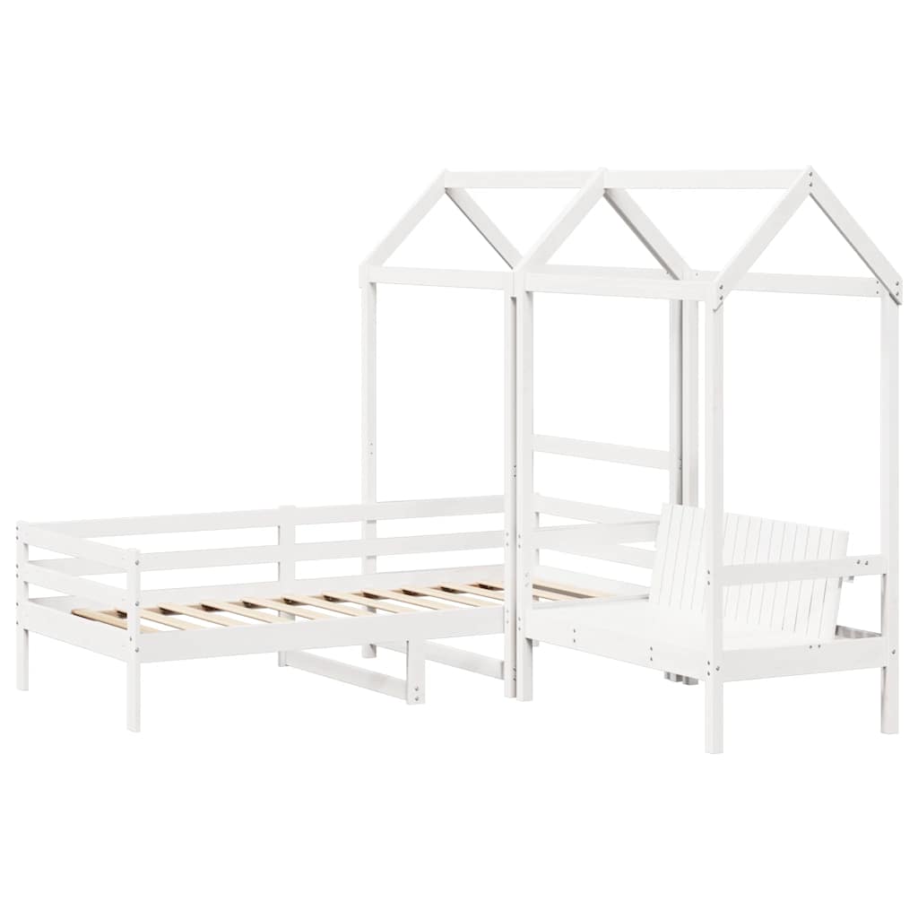vidaXL Day Bed and Bench Set with Roof without Mattress White 80x200cm 3