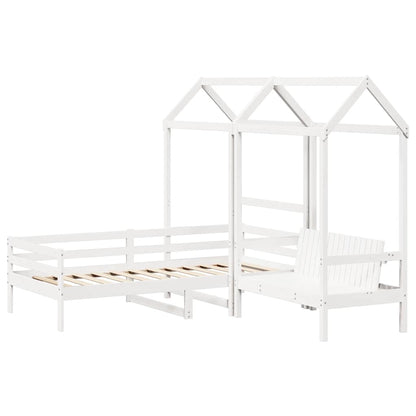 vidaXL Day Bed and Bench Set with Roof without Mattress White 80x200cm 3