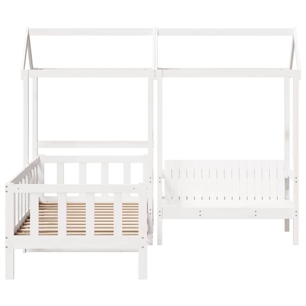 vidaXL Day Bed and Bench Set with Roof without Mattress White 80x200cm 4