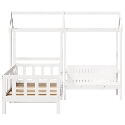 vidaXL Day Bed and Bench Set with Roof without Mattress White 80x200cm 4