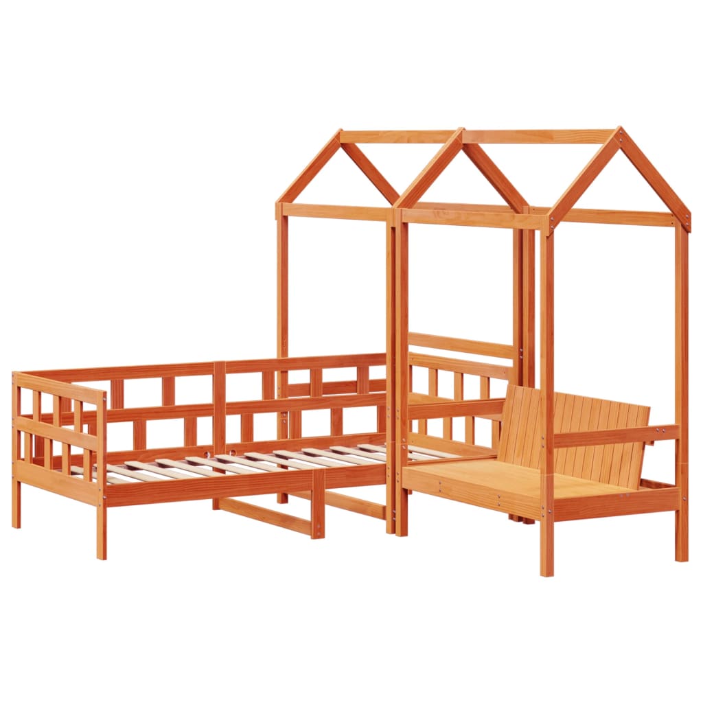 vidaXL Day Bed Set with Roof without Mattress Wax Brown 90x200 cm 3