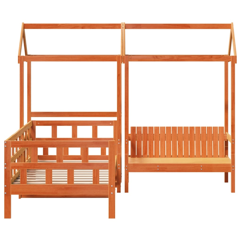 vidaXL Day Bed Set with Roof without Mattress Wax Brown 90x200 cm 4