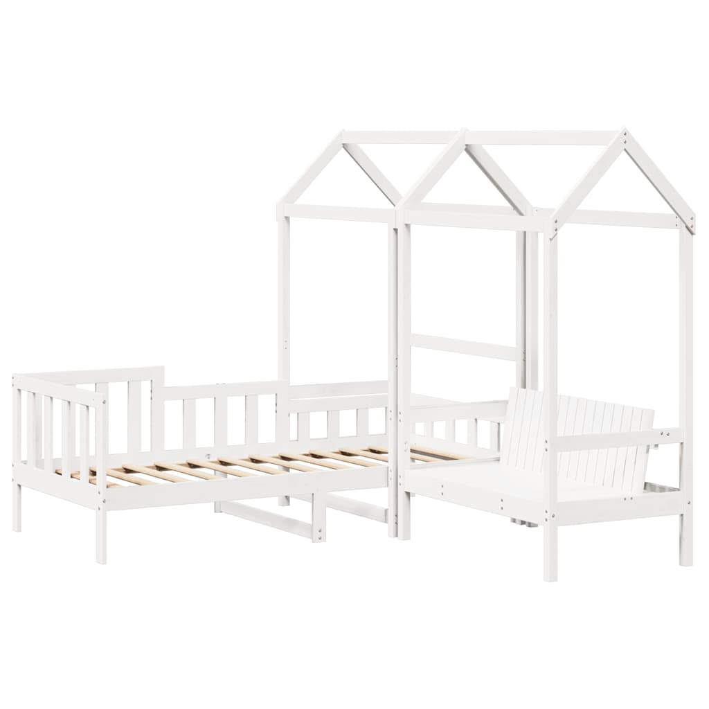 vidaXL Day Bed and Bench Set with Roof without Mattress White 80x200cm 3