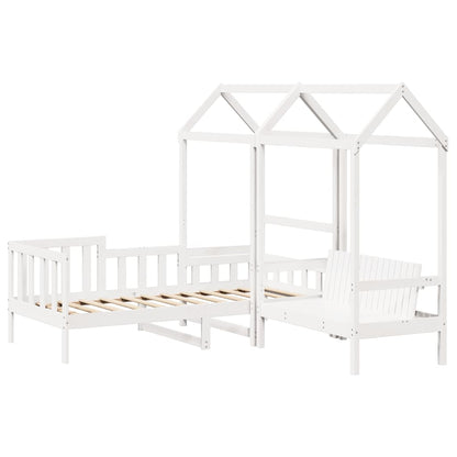 vidaXL Day Bed and Bench Set with Roof without Mattress White 80x200cm 3