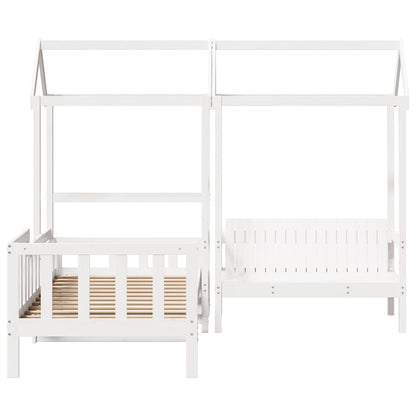 vidaXL Day Bed and Bench Set with Roof without Mattress White 80x200cm 4