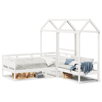vidaXL Day Bed and Bench Set with Roof without Mattress White 80x200cm 2