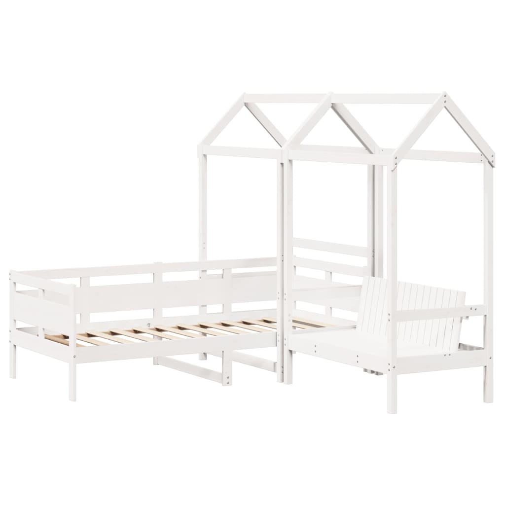 vidaXL Day Bed and Bench Set with Roof without Mattress White 80x200cm 3