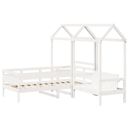 vidaXL Day Bed and Bench Set with Roof without Mattress White 80x200cm 3