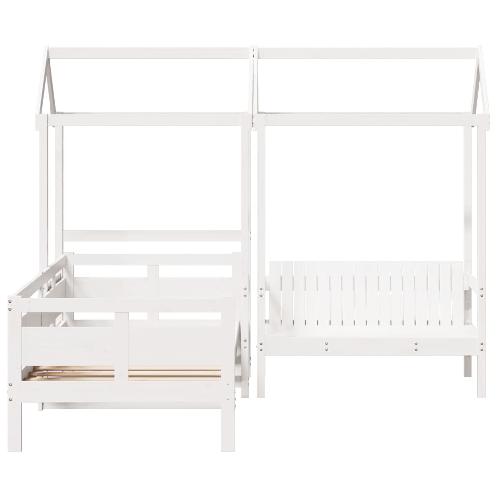 vidaXL Day Bed and Bench Set with Roof without Mattress White 80x200cm 4