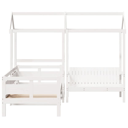 vidaXL Day Bed and Bench Set with Roof without Mattress White 80x200cm 4