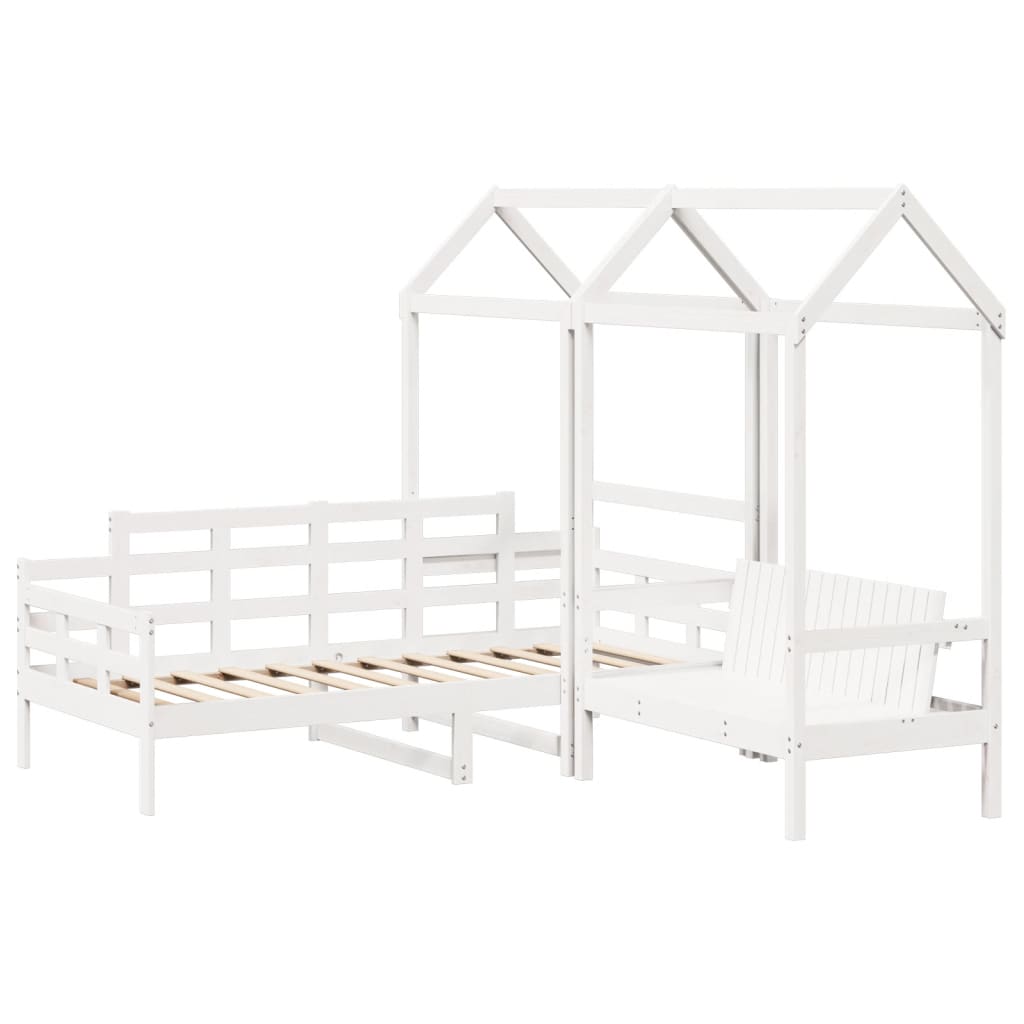 vidaXL Day Bed and Bench Set with Roof without Mattress White 80x200cm 3