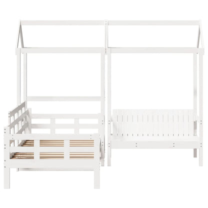 vidaXL Day Bed and Bench Set with Roof without Mattress White 80x200cm 4