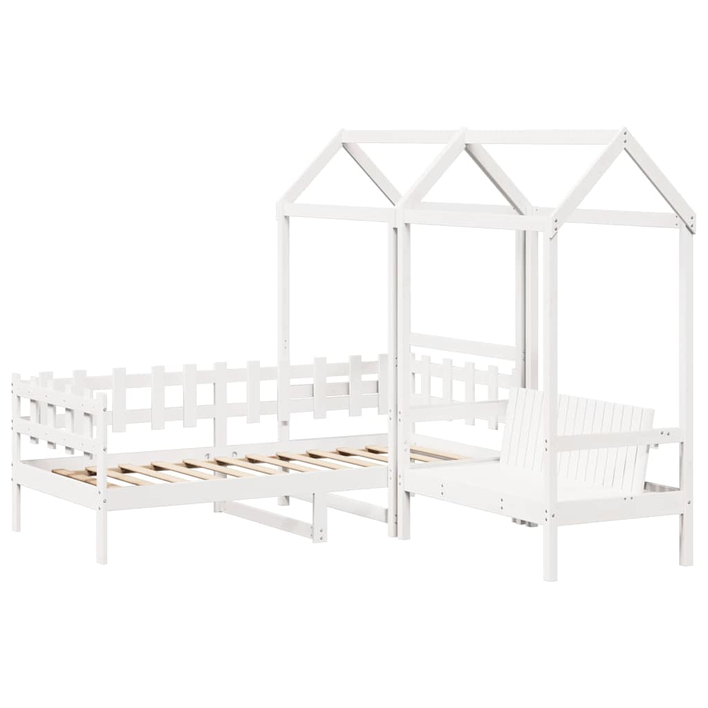 vidaXL Day Bed and Bench Set with Roof without Mattress White 80x200cm 3