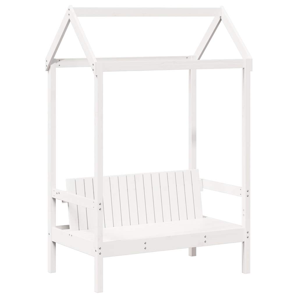 vidaXL Day Bed and Bench Set with Roof without Mattress White 80x200cm 4