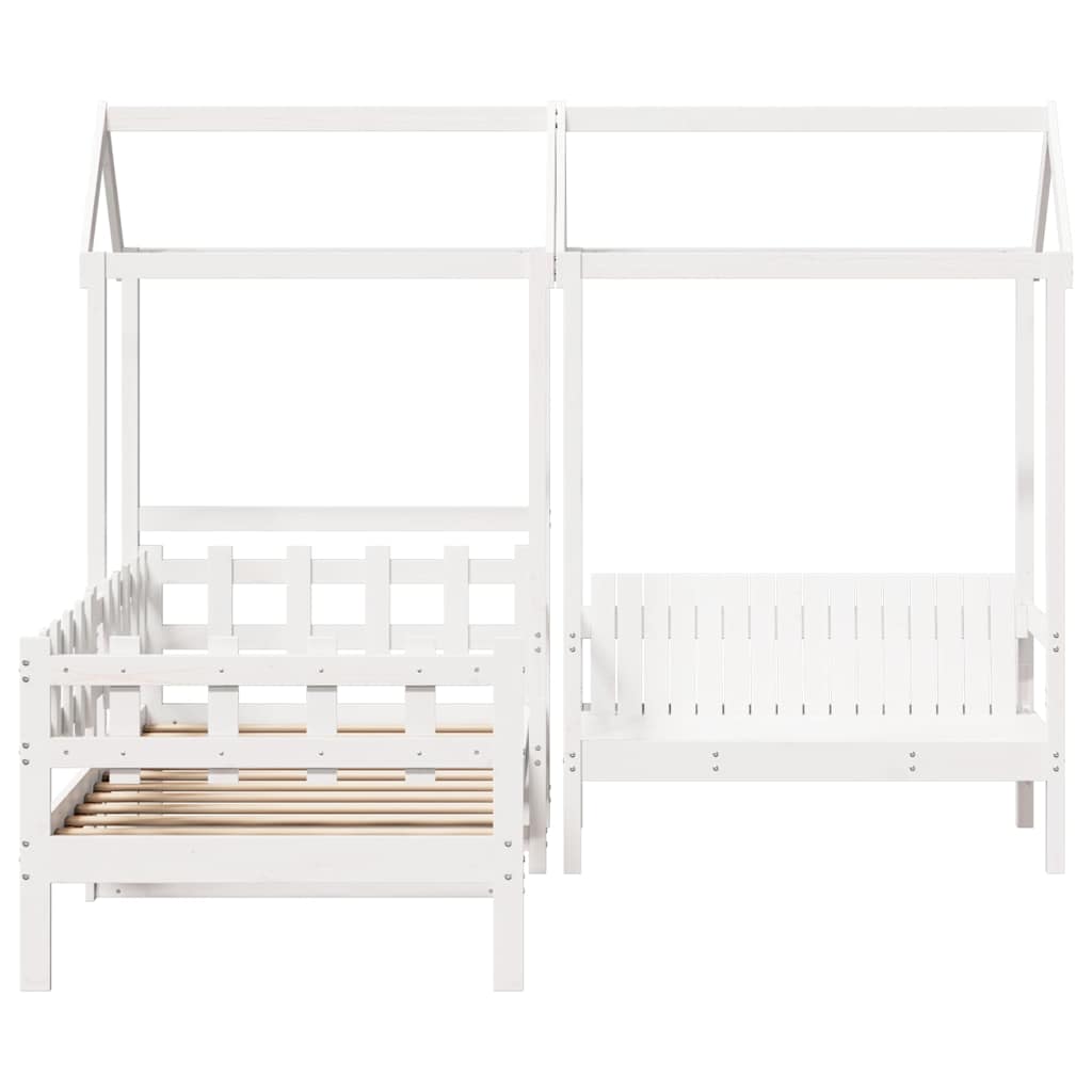 vidaXL Day Bed and Bench Set with Roof without Mattress White 80x200cm 5