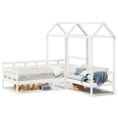 vidaXL Day Bed and Bench Set with Roof without Mattress White 80x200cm 2