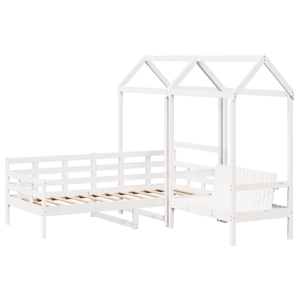 vidaXL Day Bed and Bench Set with Roof without Mattress White 80x200cm 3