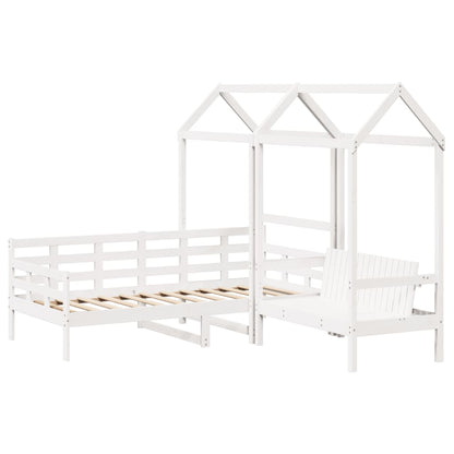 vidaXL Day Bed and Bench Set with Roof without Mattress White 80x200cm 3