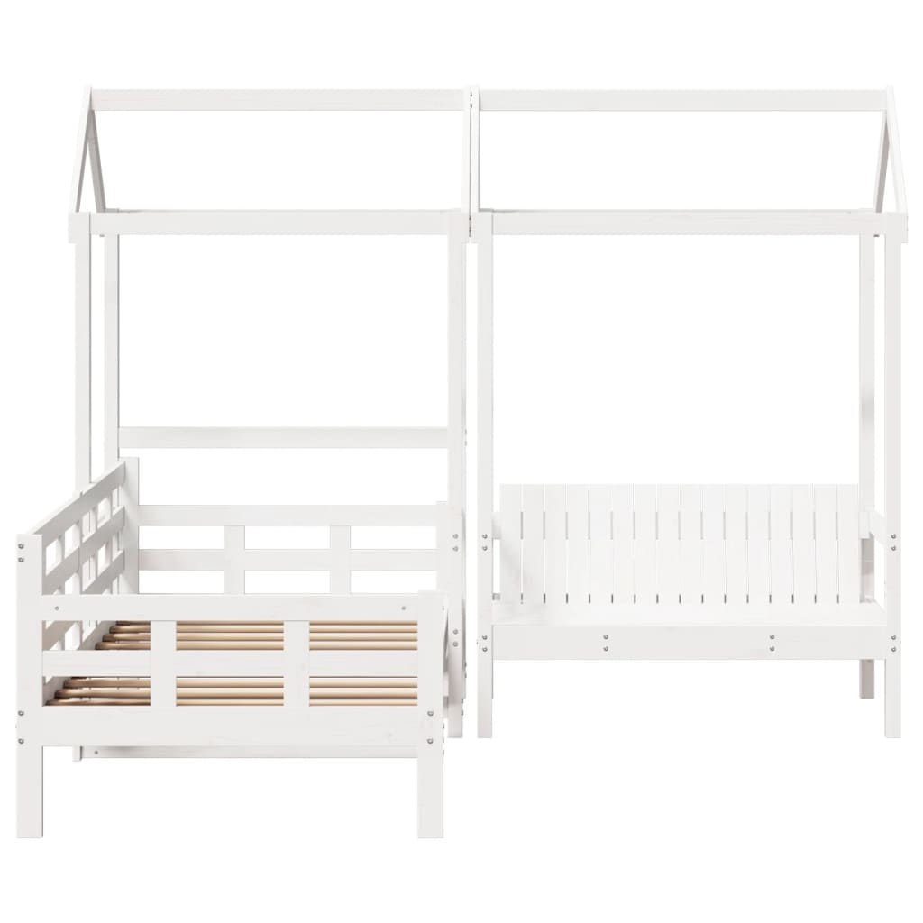 vidaXL Day Bed and Bench Set with Roof without Mattress White 80x200cm 4