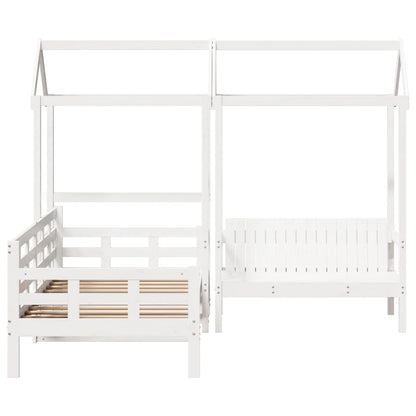 vidaXL Day Bed and Bench Set with Roof without Mattress White 80x200cm 4